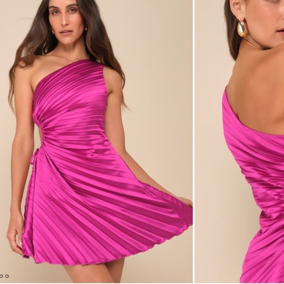 LULU's Satin Elegant Sexy Chic Prom Wedding Formal Event One Mini Dress NWOT - Picture 1 of 4